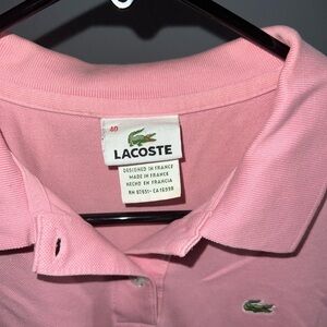 Lacoste Light Pink Polo Shirt with Embroidered Crocodile
